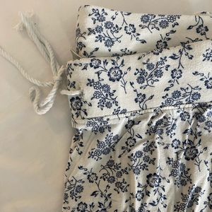 White and blue flowered pajama pants